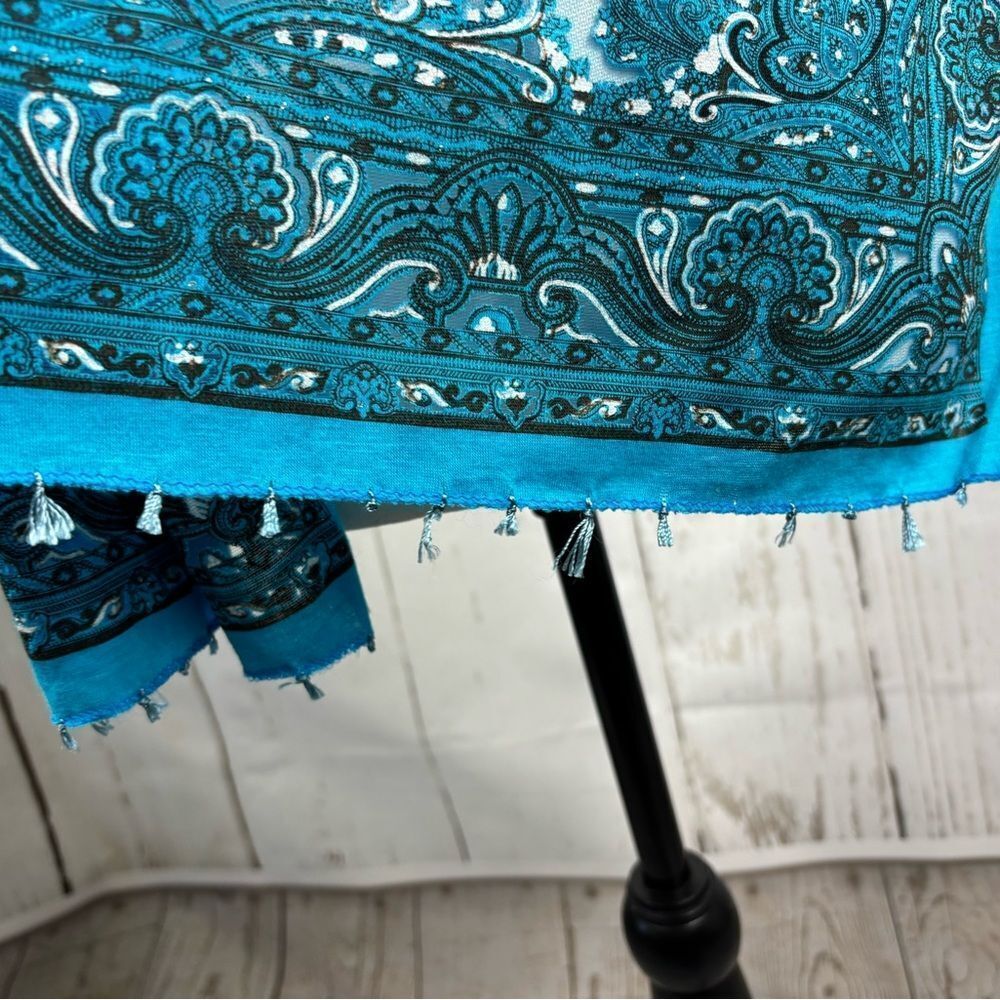‼️final must bundle‼️ Blue Ornament Western Scarf Wrap - Picture 3 of 7